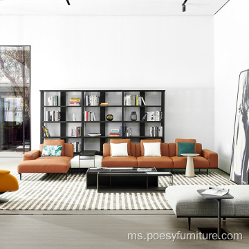 Kualiti moden Itali ruang tamu sofa kulit tulen